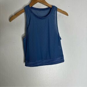 Zyia Active Blue Polka Dot Mesh Sleeveless Crop Top Small‎ CP